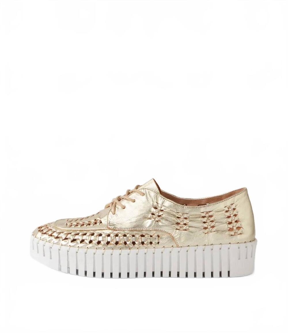NEW SILENT D women's brodies sneakers in pale gold/white